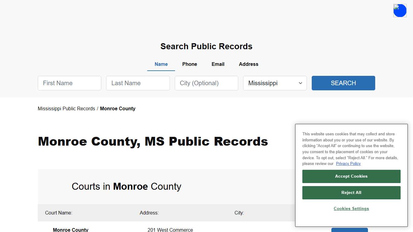 Monroe County, MS Public Court, Arrest and Inmate Records - ThePublicIndex