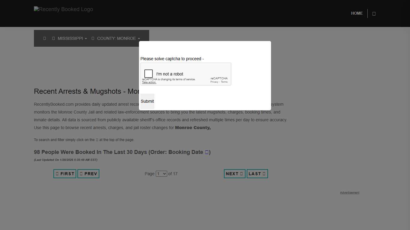 Monroe County, Mississippi Mugshots RecentlyBooked.com
